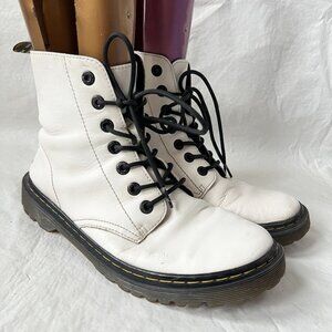 Dr Martens boots womens US 10 Luana white leather lace up doc docs combat moto